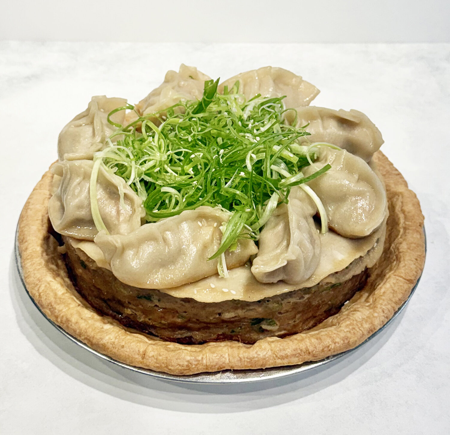 Lunar New Year Pork & Shrimp Dumpling "Lasagna" Pie