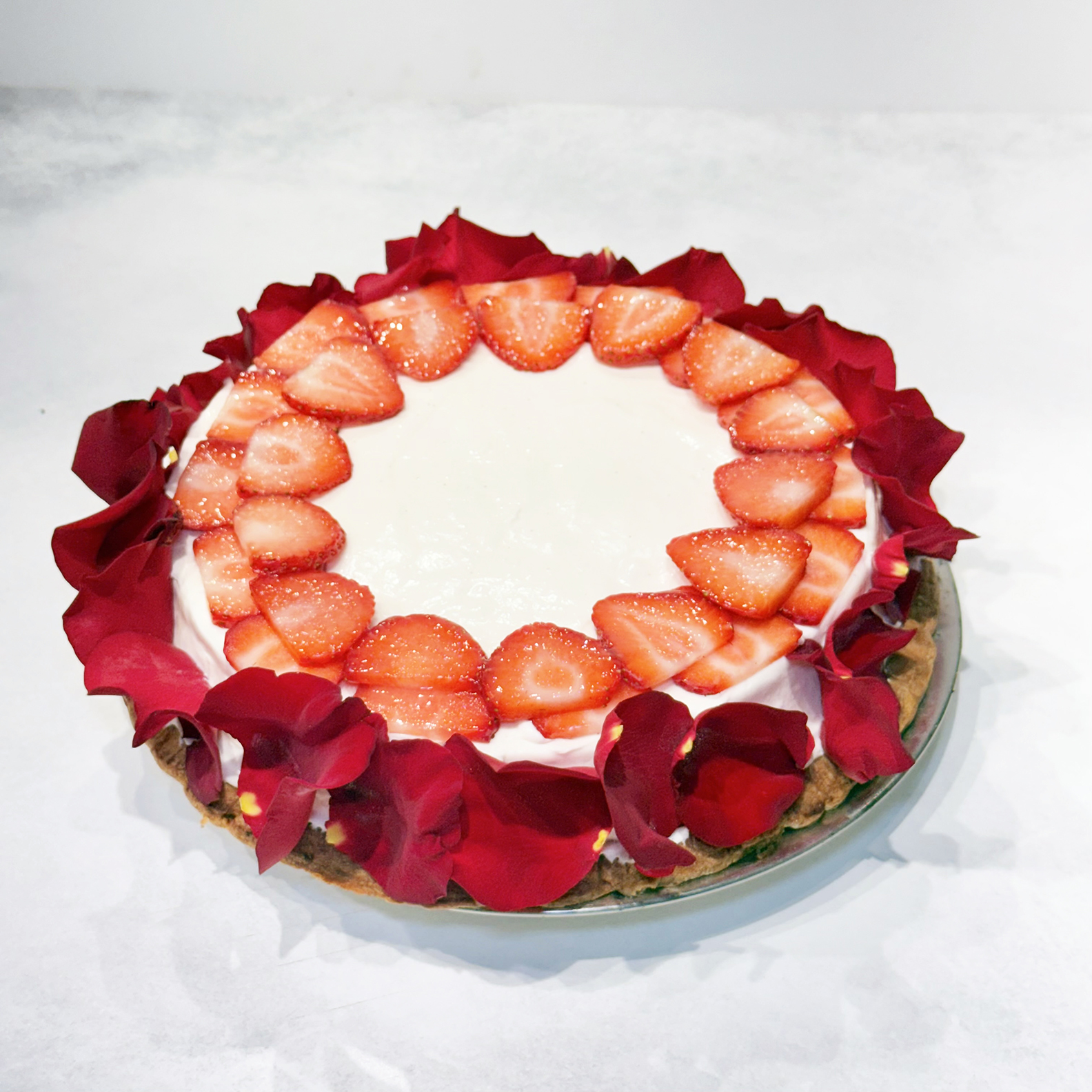 Valentine's Day Strawberry & Vanilla Rose Pie